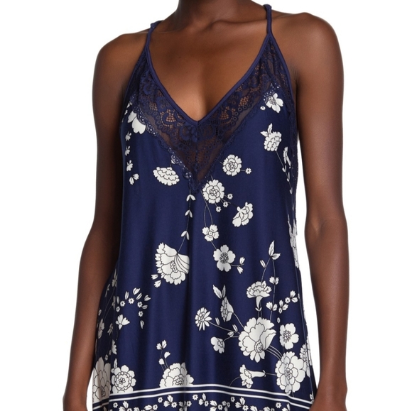 In Bloom Other - NWT:Navy & Wht Floral & Lace Under the Sea Chemise from In Bloom by Jonquil